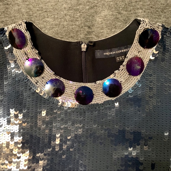 French Connection Sequin Navy Dress - Picture 5 of 6